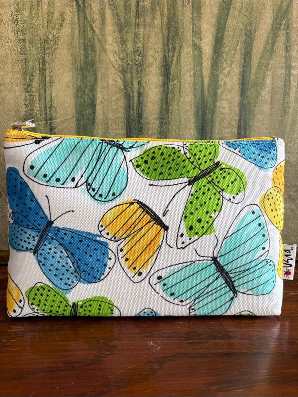 VERA NEUMANN for CLINIQUE Butterfly Print Zip Pouch Cosmetic Travel Bag